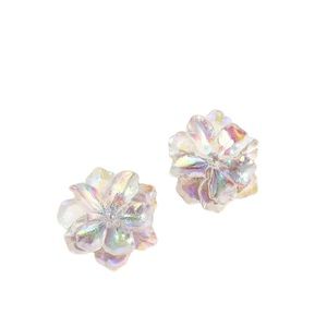Iridescent Camellia Flower Stud Earrings